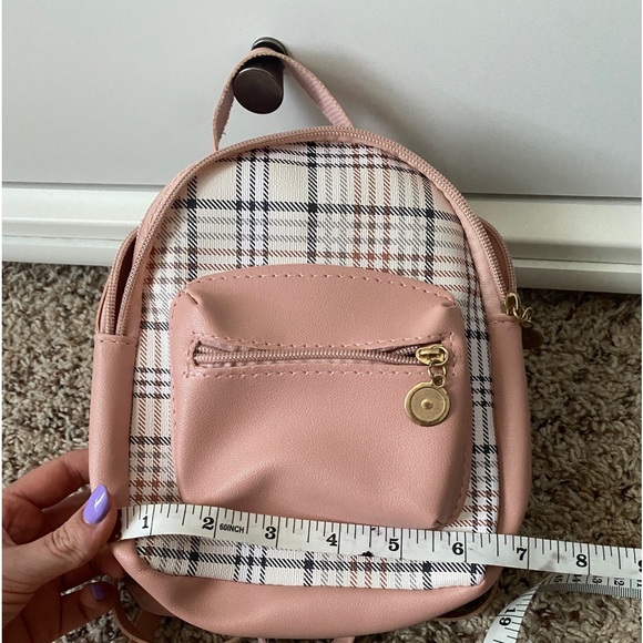 Shein Mini Pink Plaid Backpack - Picture 10 of 11